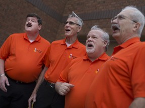The Sun Parlour Chorus, from left, Tom Grimes, Doug Scott, Roger Reid, and Lou Muzzin, pictured Sunday, February 12, 2017, will be performing this coming Valentine's Day.