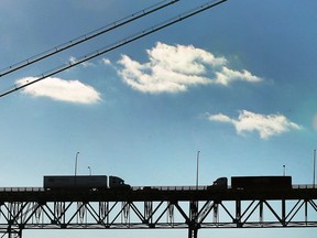 WINDSOR, ON. FEBRUARY 3, 2017.  Truck traffic is shown on the Ambassador Bridge on Friday, February 3, 2017. (DAN JANISSE/The Windsor Star)