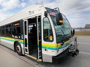 A Transit Windsor bus on the Walkerville 8 route, driven by Simon Bou-Mansour and equipped with the new automated stop announcement system. As of Feb. 16, 2017, only 10 Transit Windsor buses have the female voice, but there are plans to outfit the entire fleet.