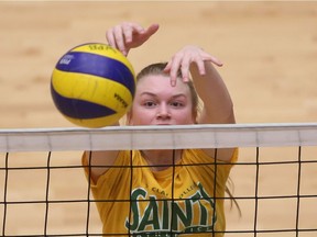 St. Clair Saints volleyball player Sydney Emerson during a practice on Feb. 21, 2017.