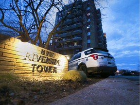 Windsor police investigate a shooting at Riverside Tower located at 8717 Riverside Dr. E. on Feb. 27, 2017.