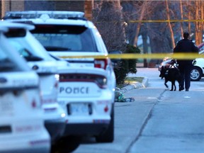 Windsor police investigate a possible shooting at Riverside Tower located at 8717 Riverside Dr. E. on February 27, 2017.