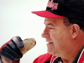 Detroit Red Wings head coach Scotty Bowman is seen as he coaches practice in Philadelphia, June 2, 1997. From old-time taskmasters to bright young innovators, with or without loud sports jackets or fedoras, the NHL has had some unforgettable coaches in the past 100 years. THE CANADIAN PRESS/AP, Dan Loh