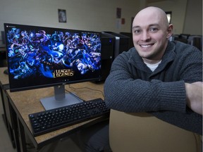 Shaun Bryne, 27, eSports co-ordinator at St. Clair College, is pictured in the gaming lab on March 14, 2017.  Starting in September 2017, a new eSports collegiate scholarship in competitive gaming will be available for students.