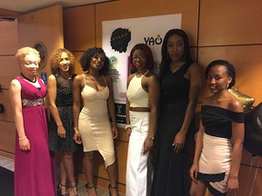 University of Windsor African and Caribbean students, from left: Mosope Oluleye, Deehanna Cober, Tasha Riley, Justine Peters, Joanna Stewart, and Bora Umutoni, at the second annual ACE awards gala on March 11, 2017.