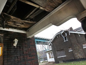 Rundown homes along Indian Road in Windsor are seen in April 2015.