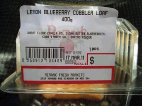 A food recall warning has been issued after ingredients were undeclared on Remark's Lemon Blueberry Cobbler Loaf.