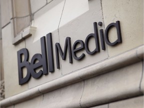 The logo for Bell Media, owned by BCE Inc., is displayed on a Toronto building in a handout photo.