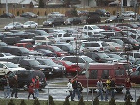 Windsor Spitfire fans walk into the WFCU Centre from the nearby former Lear Plant in this file photo.