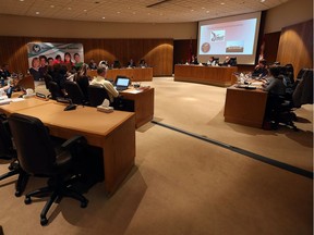 Trustees from the Greater Essex County District School Board take part in a regular meeting in Windsor on March 21, 2017.