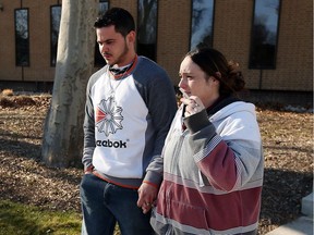 Andrew Williams, left, leaves Superior Court in Windsor on March 22, 2017. Williams was convicted of two counts of dangerous operation of a vehicle causing death.