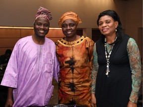 Olaniyi Afolabi, left, Abiola Afolabi and University of Windsor professor Christie Ezeife are seen at the African-Caribbean Canadian Excellence Gala held at the University of Windsor on March 11, 2017. The event was hosted by STAND (Sistas Taking Action for a New Direction) in partnership with YAU (Young African Union).  The mission for this gala is to honour post-secondary students in the community of African/Caribbean/Black Canadian descent, who are engaged in extracurricular activities on campus and in the Windsor community, as well as those who have achieved academic excellence.