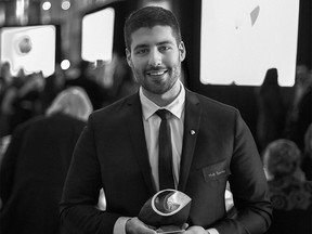 Matt Bendo holds his Canadian Society of Cinematographers Award on Saturday, April 1, 2017.