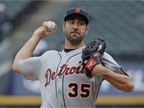 Justin Verlander #35 of the Detroit Tigers delivers the ball against the Chicago White Sox during the opening day game at Guaranteed Rate Field on April 4, 2017 in Chicago, Illinois.