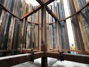 Work continues on the Canadian Plaza site for the Gordie Howe International Bridge. The framing for a sewage pumping station is shown on April 19, 2017.