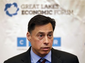 Brad Duguid, Ontario minister of economic development and growth, speaks at the Great Lakes Economic Forum at the Cobo Hall in Detroit, Mich., on April 25, 2017.