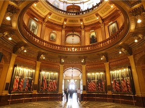 An interior view of the Michigan State Capitol building in Lansing, Mich., on May 26, 2010, where the house of representatives meet.