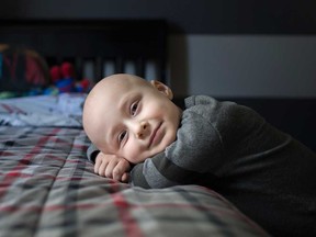 Mason Macri in his bedroom at his home in Belle River in April 2016 - two months before he died due to a rare form of cancer.