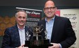 Mayor Drew Dilkens, at right, is seen with Windsor Spitfires' president John Savage. 
The city and team joined forces for the 2017 Memorial Cup, but it's uncertain if the city will support the team serving as a hub centre.
