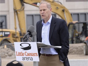 Michigan coach John Beilein speaks during a news conference outside the new Little Caesars Arena, April 25, 2017, in Detroit. The new arena will host a college basketball doubleheader on Dec. 16, with Michigan facing Detroit and Michigan State playing Oakland.