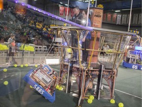Teams compete in the fourt annual Windsor Essex Great Lakes Event FIRST Robotics Competition at the St. Denis Centre, Saturday, April 1, 2017.