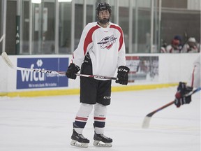Joey Trifone competes at the Windsor Spitfires prospect camp at the WFCU Centre on April 23, 2017.