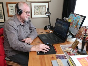 Bob Buckie, seen at his Windsor home on April 18, 2017, is a senior who recently learned podcasting.