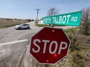 The interaction of County Road 27 and North Talbot Road in Cottam is seen on April 26, 2017.