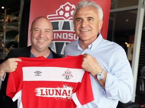 Windsor TFC president Vancho Cirovski, at right, has entered the club into a new partnership with the University of Windsor Lancers.
