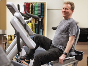 Recovering from a serious heart issue, Shawn Clarke works on a stationary bicycle at the heart rehabilitation and wellness centre at Hotel-Dieu Grace Healthcare on Prince Road on April 3, 2017.