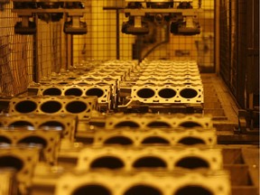 Engine blocks are seen in a file photo.