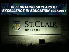 The St. Clair College sign is seen on Cabana Road in Windsor.