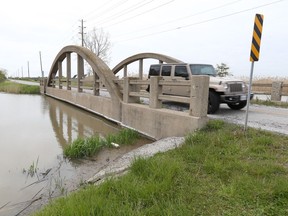 An arched bridge on Concession 2 in River Canard, shown in this May 11 photo, is slated for demolition.