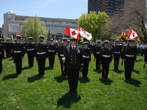 Local units of various Navy personnel, including the HMCS Hunter, Local Sea Cadets and the Royal Canadian Naval Association, take part in the annual Battle of the Atlantic Commemoration Service at Dieppe Park on May 5, 2013.