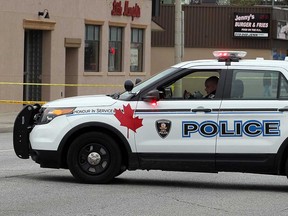 A Windsor police vehicle at the crime scene in front of Little Memphis Cabaret (2998 Tecumseh Rd. East) in Windsor on April 29, 2017.