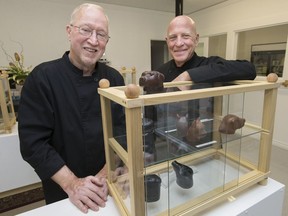 Co-owners, Cor Boon, left, and Henry Noestheden, of Old Dutch Guys Chocolate, are pictured at their downtown location in Kingsville on May 24, 2017.