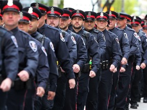 Officers with the Windsor Police Service are shown in the inspection ceremony parade on May 2, 2017, in Windsor.