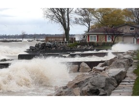 High winds and waves on Lake Erie are causing flooding along Point Pelee Drive in Leamington on May 2, 2017.