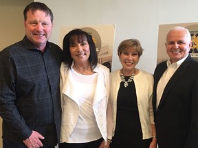 John Craig, left, Lynn Martin, Lorna McCormack, Gabe Telegdy attend the St. Clair College 50th anniversary gala on May 20, 2017.