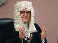 Windsor City Council went back 125 years on May 17, 2017, having fun re-enacting the meeting where the Town of Windsor became the City of Windsor. Mayor Drew Dilkens — wig, robe and all — is shown during the proceedings.