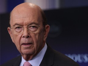 U.S. Secretary of Commerce Wilbur Ross is shown in the White House briefing room on April 25, 2017 in Washington, DC.