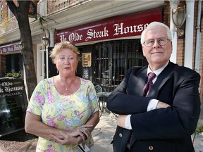 Kurt Deeg and partner Irma Deeg in front of their Ye Olde Steak House on Chatham Street West on Aug. 29, 2007, ahead of its closing.