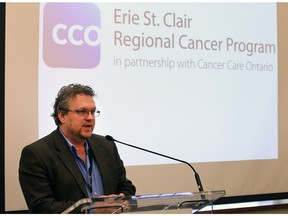 Dr. Ken Schneider, chief of oncology, speaks during a news conference at the Windsor Regional Cancer Centre in Windsor on May 18, 2016.
