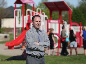 Chris Knight and many neighbours are opposing the construction of a fire hall at Dupuis Park in LaSalle. Knight is shown at the park on May 16, 2017.