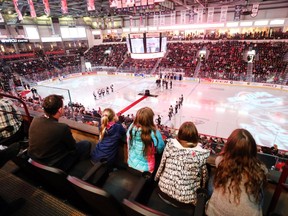 Fans pack into the WFCU Centre before the Saint John Sea Dogs battle the Windsor Spitfires in Game 1 of the Memorial Cup in Windsor, Ont., on May 19, 2017.