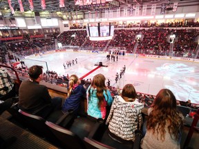 Fans pack in the WFCU Centre  before the Saint John Sea Dogs battle the Windsor Spitfires in game one of the Memorial Cup in Windsor on May 1, 2017.