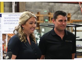 Talius Ontario CEO Brooke Watorek and company president Jason Watorek during ribbon cutting ceremony on Rhodes Drive in Windsor on May 4, 2017.