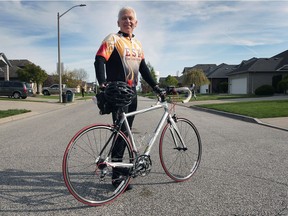 Yvon Dionne is shown at his Tecumseh on May 10, 2017. He is preparing to be part of the Battlefield Bike Ride arranged by Wounded Warriors Canada. It is a 600-kilometre trek from London, England to Vimy Ridge.