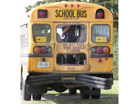 A truck driver has been charged with careless driving after school bus was rear-ended on June 13, 2017 on Walker Road between South Talbot and County Road 8.