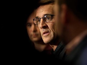 Vegas Golden Knights General Manager George McPhee speaks during a news conference Monday, June 19, 2017, in Las Vegas. McPhee answered questions about his hockey team and the NHL&#039;s expansion draft. (AP Photo/John Locher)